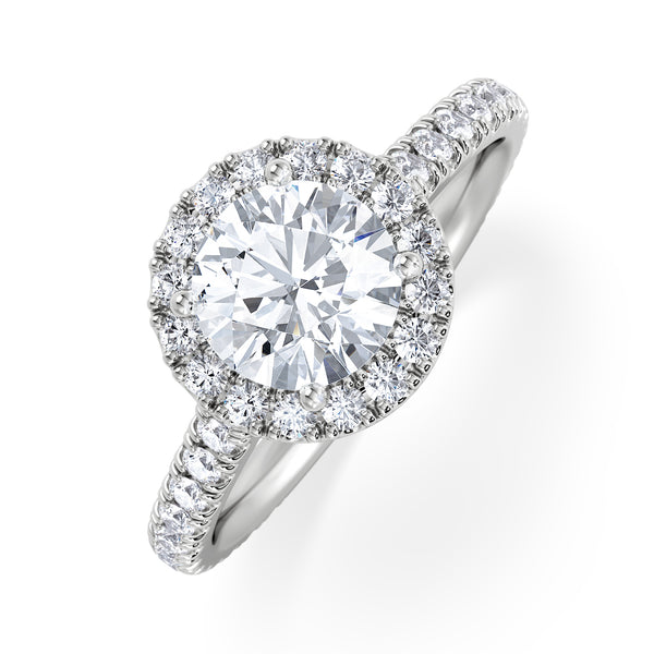 Reina GIA Diamond Halo Engagement Ring in Platinum 1.80ct G/SI2